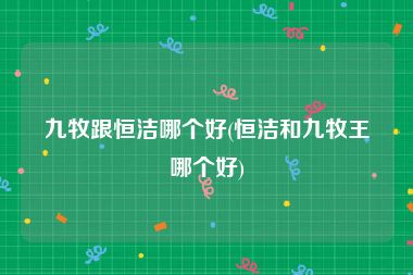 九牧跟恒洁哪个好(恒洁和九牧王哪个好)