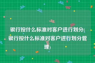 银行按什么标准对客户进行划分(银行按什么标准对客户进行划分管理)