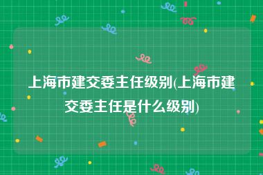 上海市建交委主任级别(上海市建交委主任是什么级别)