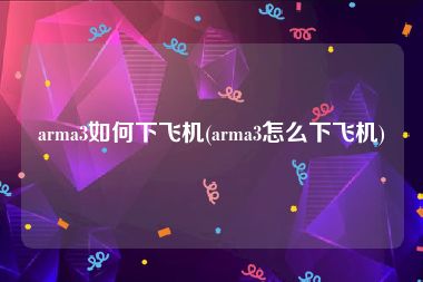 arma3如何下飞机(arma3怎么下飞机)