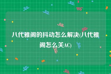 八代雅阁的抖动怎么解决(八代雅阁怎么关AC)