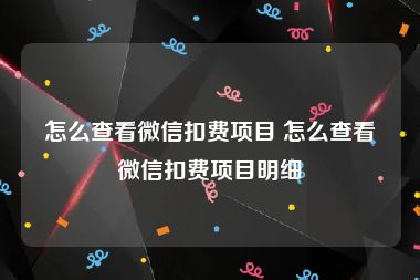 怎么查看微信扣费项目 怎么查看微信扣费项目明细