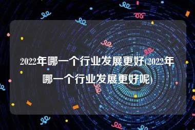 2022年哪一个行业发展更好(2022年哪一个行业发展更好呢)