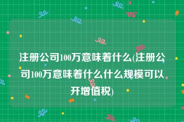 注册公司100万意味着什么(注册公司100万意味着什么什么规模可以开增值税)