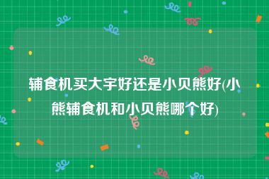 辅食机买大宇好还是小贝熊好(小熊辅食机和小贝熊哪个好)