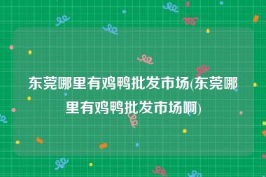 东莞哪里有鸡鸭批发市场(东莞哪里有鸡鸭批发市场啊)