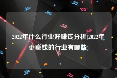 2022年什么行业好赚钱分析(2022年更赚钱的行业有哪些)