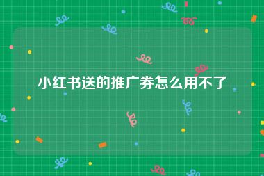 小红书送的推广券怎么用不了