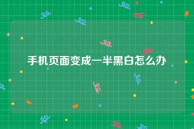 手机页面变成一半黑白怎么办