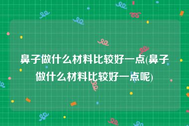 鼻子做什么材料比较好一点(鼻子做什么材料比较好一点呢)