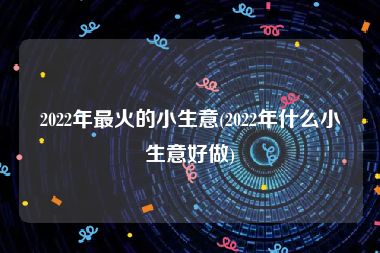 2022年最火的小生意(2022年什么小生意好做)