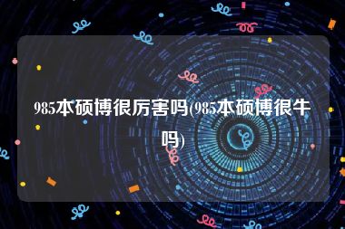 985本硕博很厉害吗(985本硕博很牛吗)